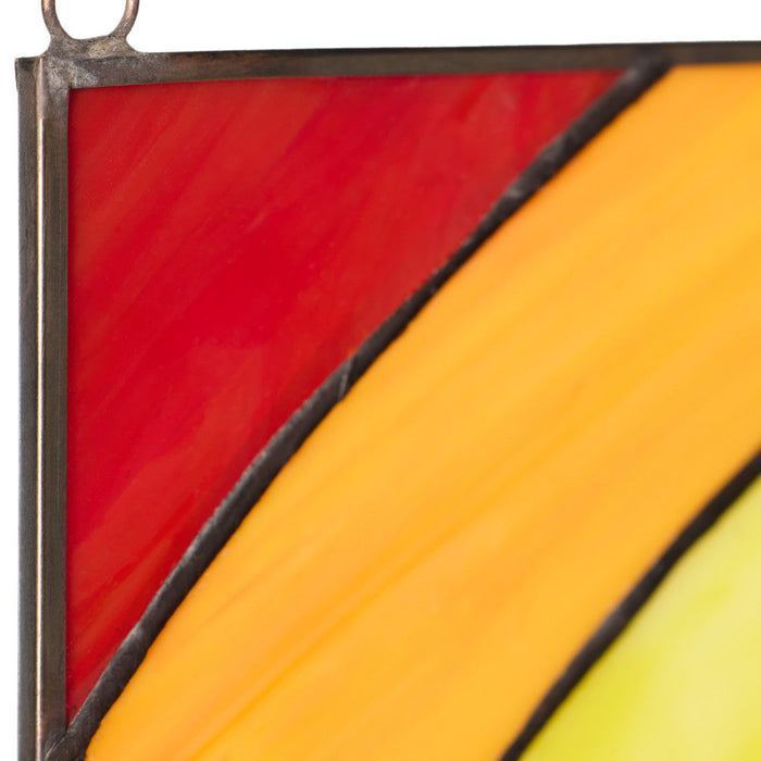 7" H Rainbow Paw Print Tiffany-Style Stained Glass Window Panel. Close up