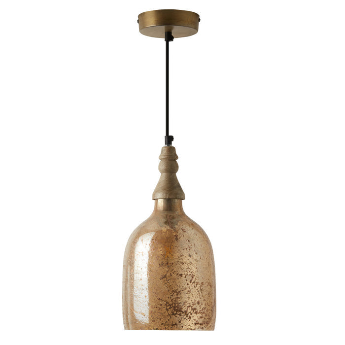 7" Regan Champagne Glass Pendant Light. Unlit