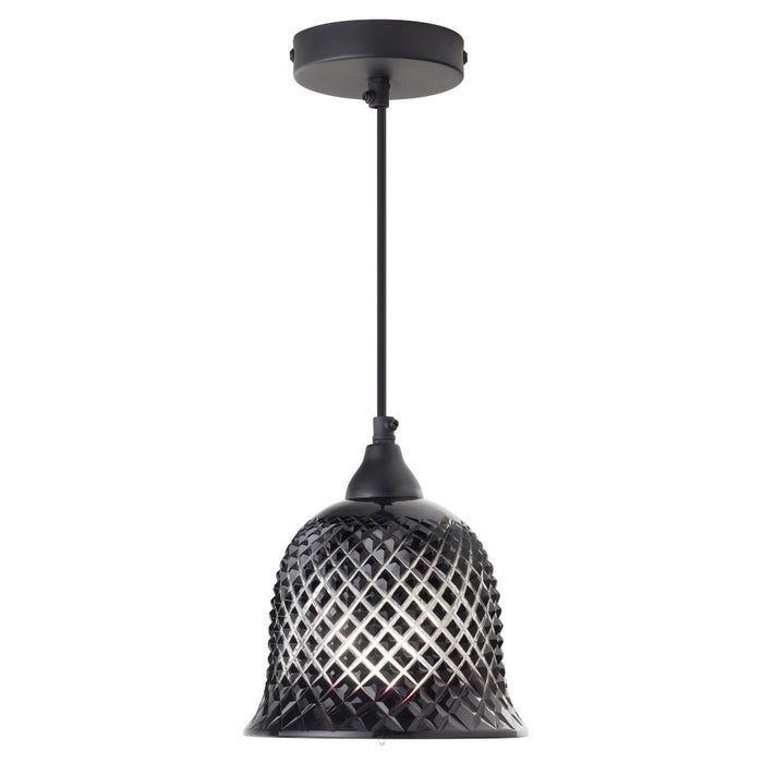 7" W Drake Black Hand Blown Glass Bell Shade Pendant Light-On