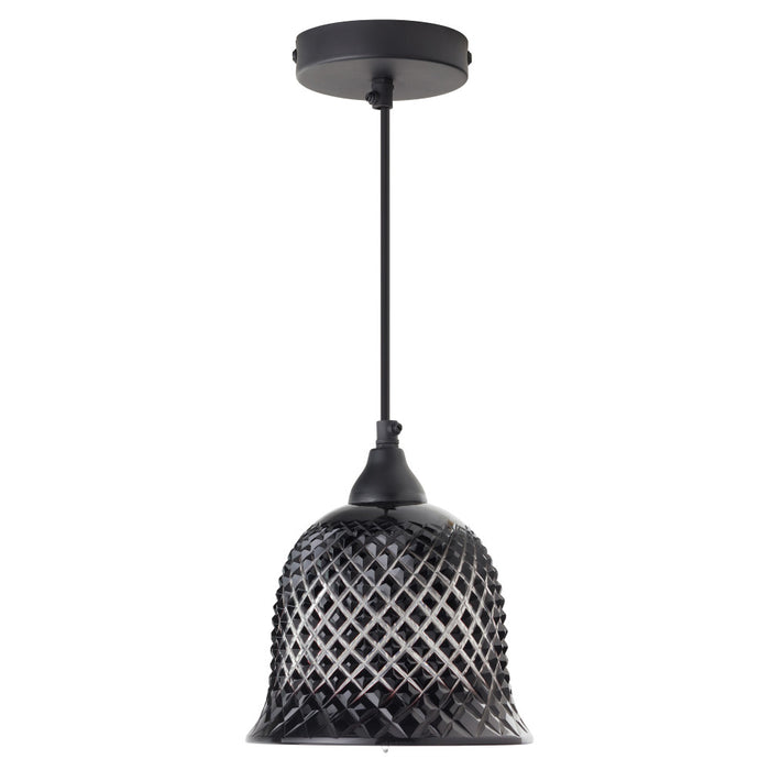 7" W Drake Black Hand Blown Glass Bell Shade Pendant Light-Off