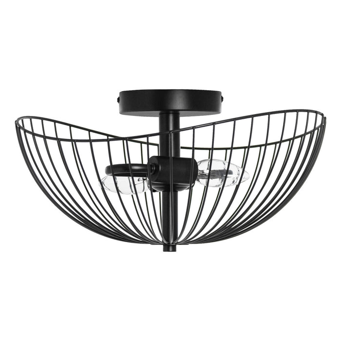 7.125" H Brigitte Black Painted Metal Bowl Shade Ceiling Light-Off