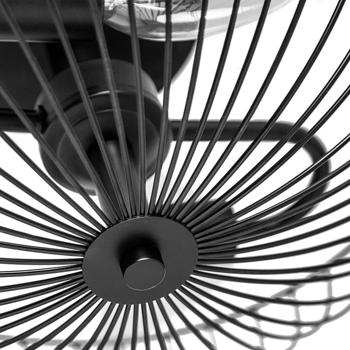 7.125" H Brigitte Black Painted Metal Bowl Shade Ceiling Light. Shade closeup-Off