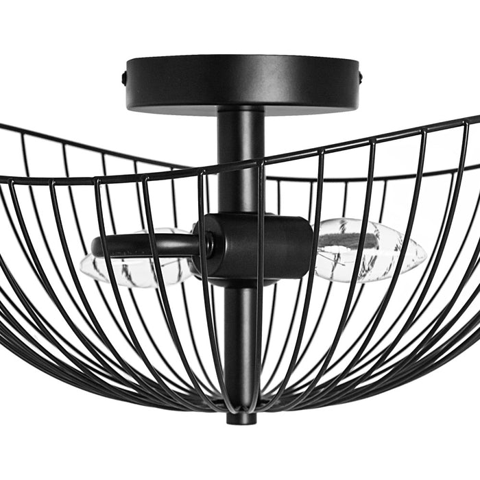 7.125" H Brigitte Black Painted Metal Bowl Shade Ceiling Light. Shade closeup-Off