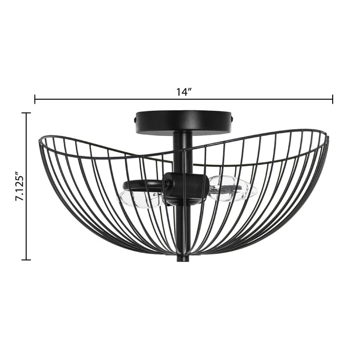 7.125" H Brigitte Black Painted Metal Bowl Shade Ceiling Light
