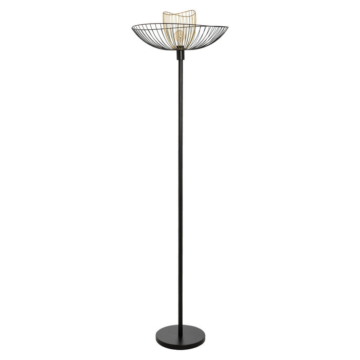 71"H Black Metal 1-Light Floor Lamp with Painted Metal Shade-Off
