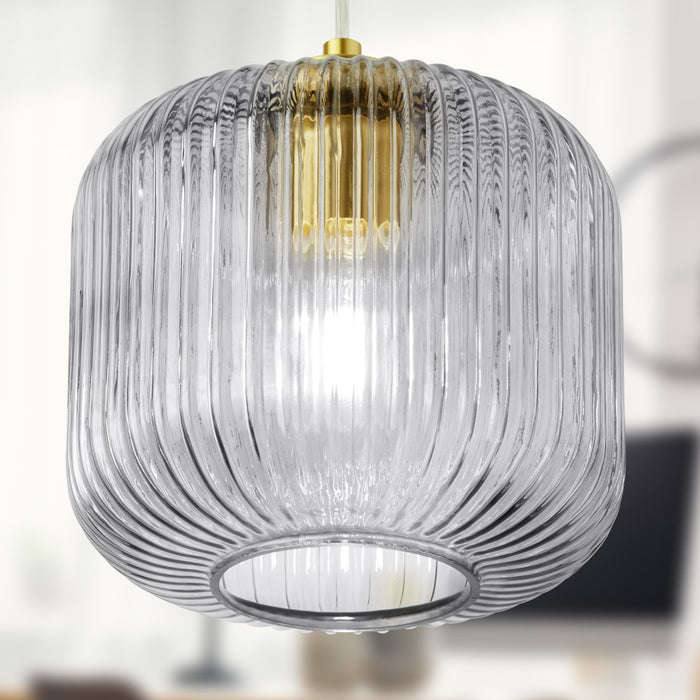 7.25"H Gael Retro Globe Shade Pendant Light on a blurred background
