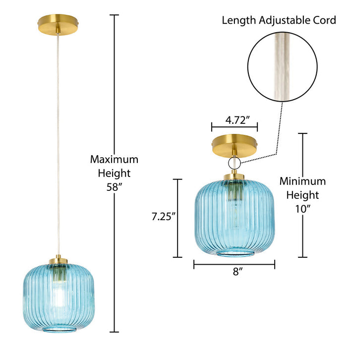 7.25"H Gael Retro Globe Shade Pendant Light
