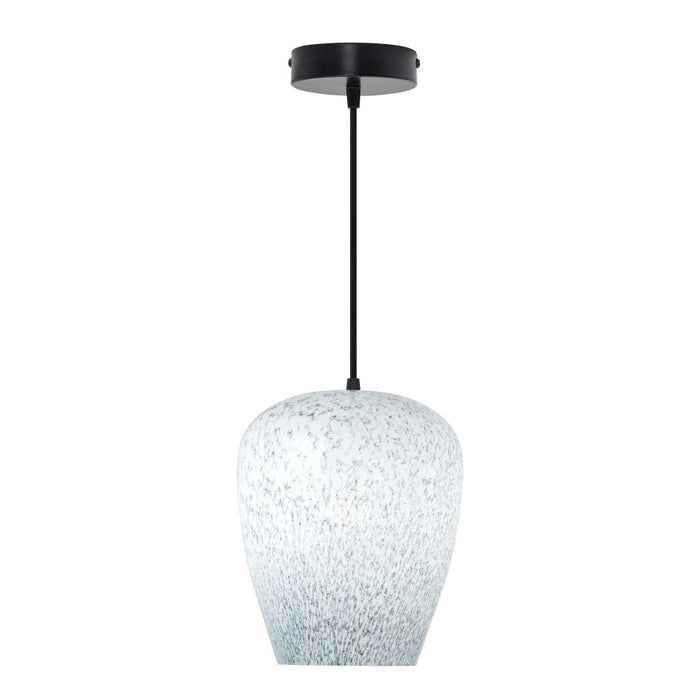 7.8" W Ellison Glam Blue and White Glass Globe Shade Pendant Light-On