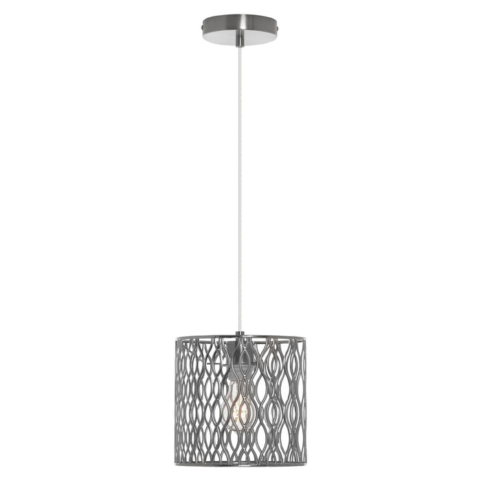 8.13"W Sami Metal Pendant Light With Silver-Tone Shade-On