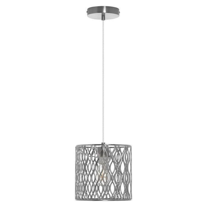 8.13"W Sami Metal Pendant Light With Silver-Tone Shade-Off