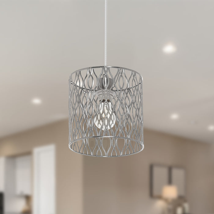 8.13"W Sami Metal Pendant Light With Silver-Tone Shade