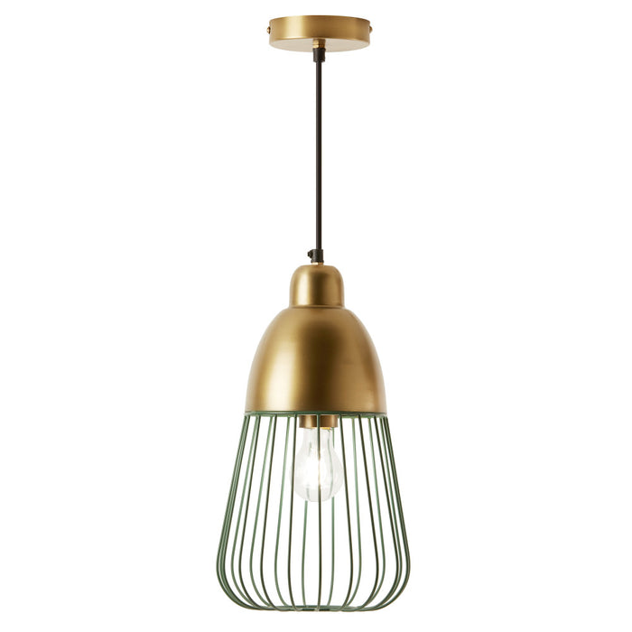 8.25" W Taylor Industrial Emerald Green and Gold Cone-Like Shade Pendant-On