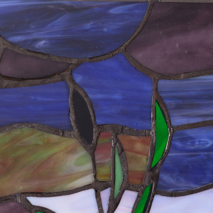 8.25"H Purple Cattails at Sunset Stained Glass Window Panel