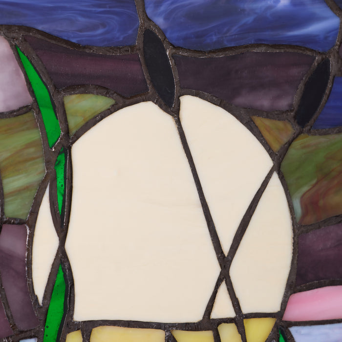 8.25"H Purple Cattails at Sunset Stained Glass Window Panel