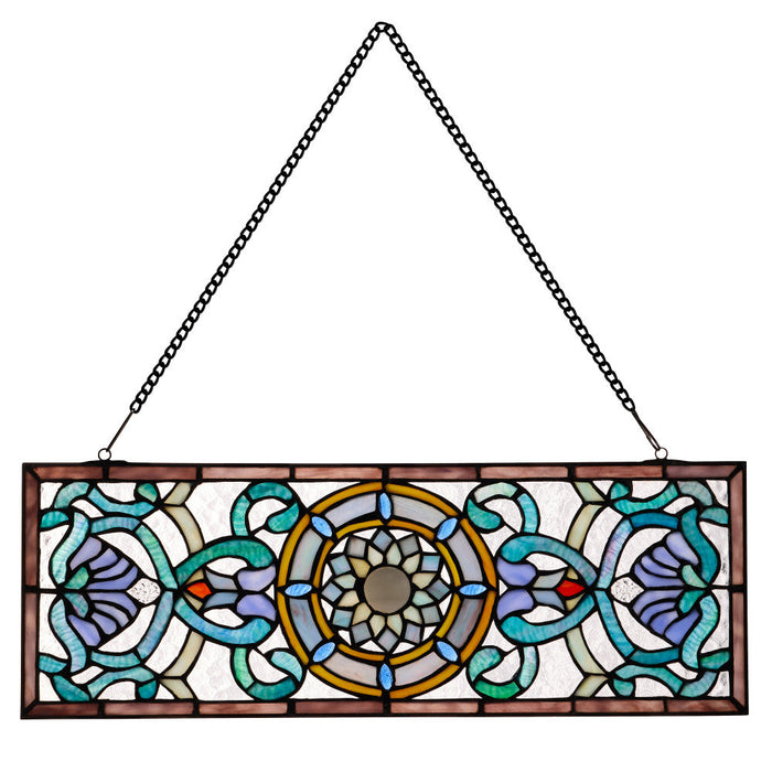 8.5"H Starla Rectangular Stained Glass Pub Window Panel-Backlit