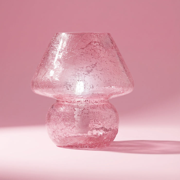 8.75" H Betsy Mushroom Pink Glass Accent Lamp on a pink background