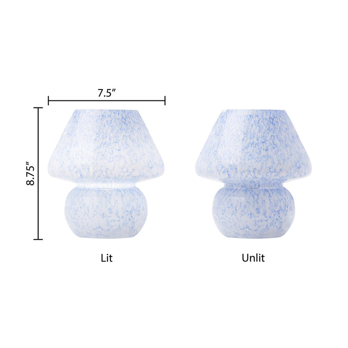 8.75" H Celeste Blue/White Mushroom Accent Lamp
