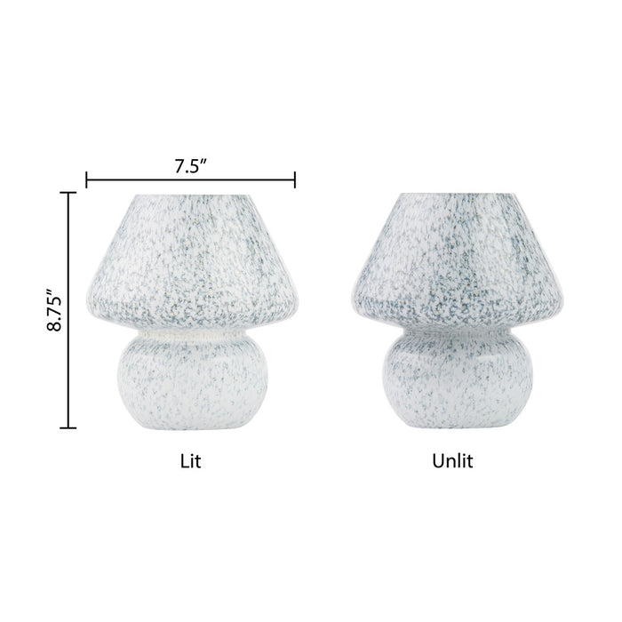 8.75" H Celeste Green/Blue/White Glass Mushroom Accent Lamp