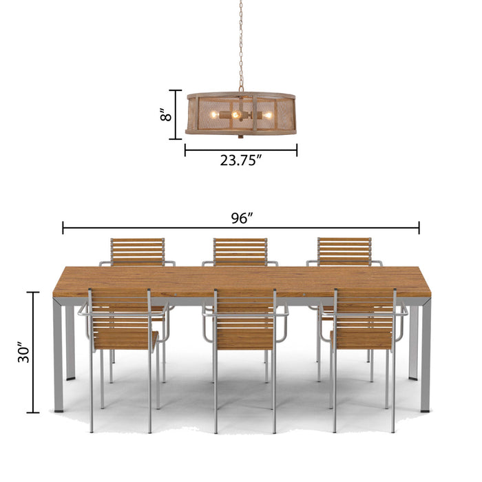 8"H Dixsie Woodgrain Finish Metal Caged Farmhouse 4-Light Chandelier