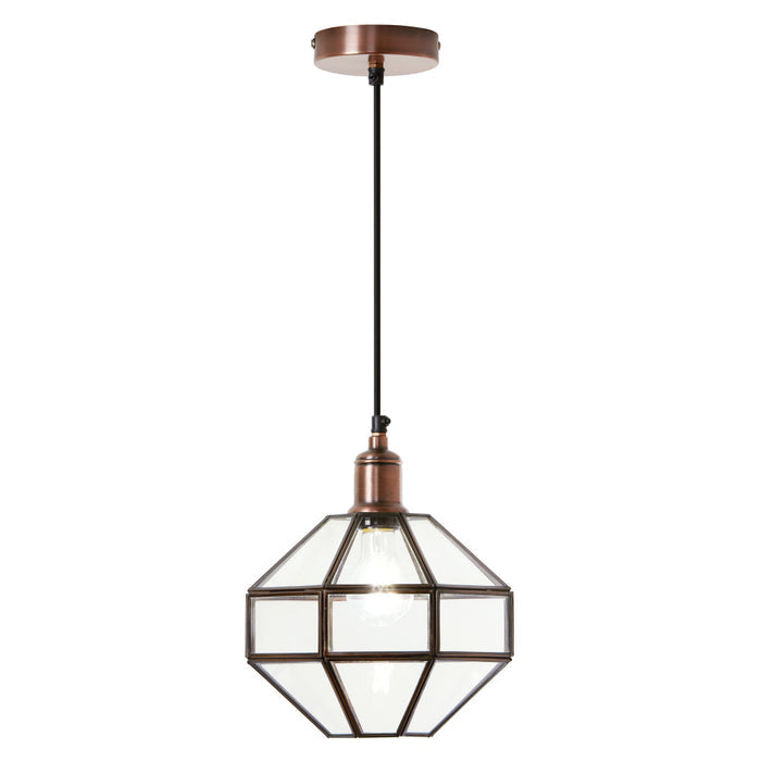 9" W Bettany Bohemian Clear Globe Shade Pendant Light-On