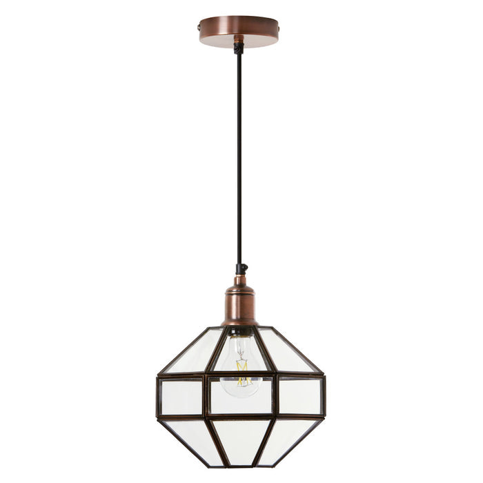9" W Bettany Bohemian Clear Globe Shade Pendant Light-Off
