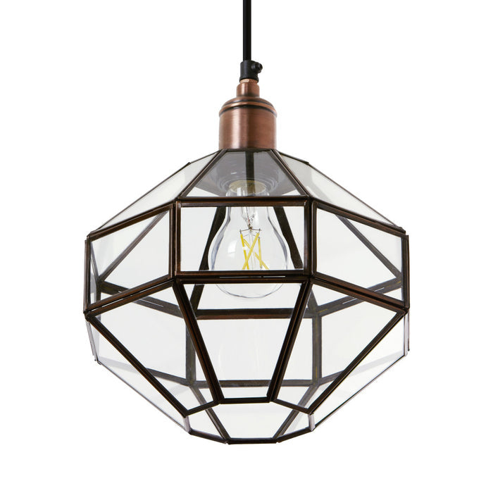 9" W Bettany Bohemian Clear Globe Shade Pendant Light. Shade closeup-Off