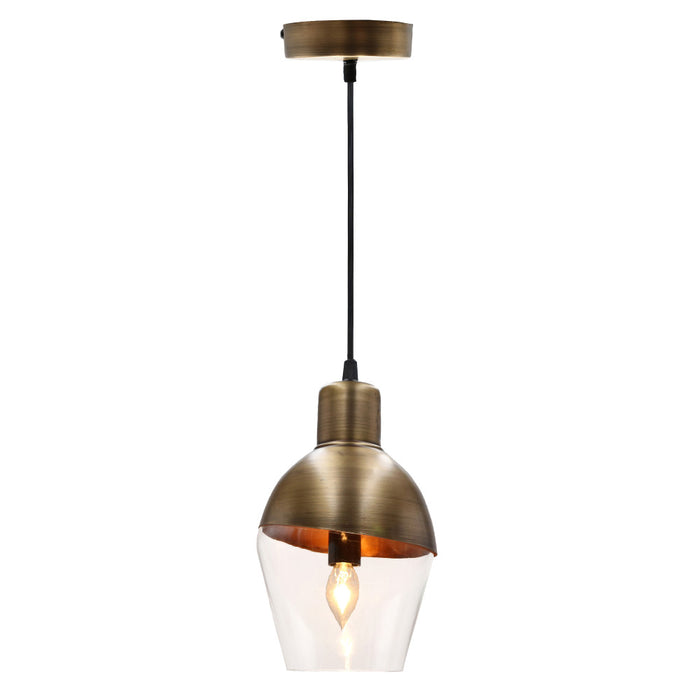 9.25" Asymmetrical Golden Glass 1-Light Pendant-On