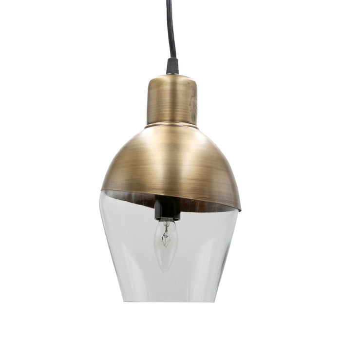 9.25" Asymmetrical Golden Glass 1-Light Pendant. Shade closeup-Off
