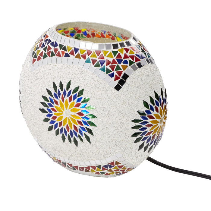 9.5" H Juliette Multicolor Globe Shade Mosaic Glass Accent Lamp-On