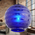 9.5" W Scarlett Modern Blue Blown Glass Globe Shade Pendant Light with a blurred indoor background