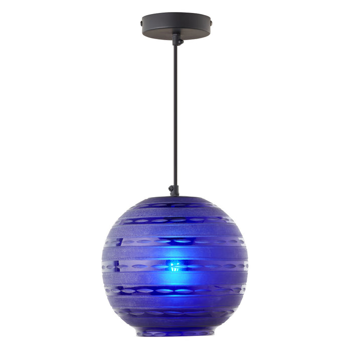 9.5" W Scarlett Modern Blue Blown Glass Globe Shade Pendant Light-On