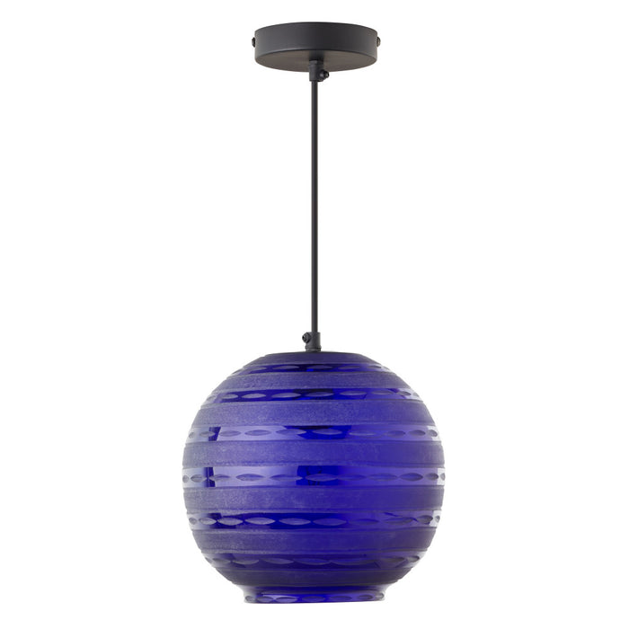 9.5" W Scarlett Modern Blue Blown Glass Globe Shade Pendant Light-Off