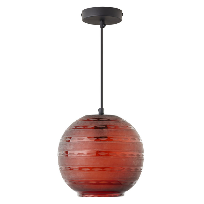 9.5" W Scarlett Modern Red Blown Glass Globe Shade Pendant Light-Off