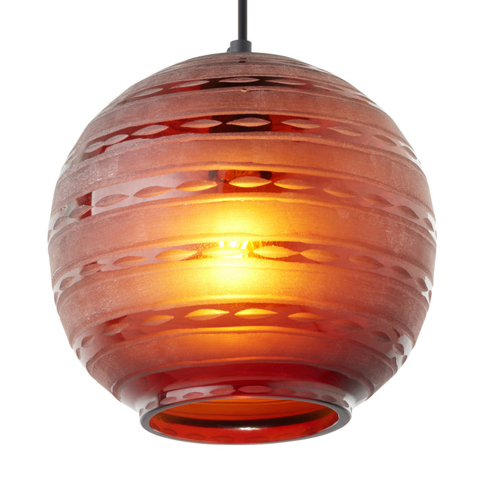 9.5" W Scarlett Modern Red Blown Glass Globe Shade Pendant Light. Shade closeup-On