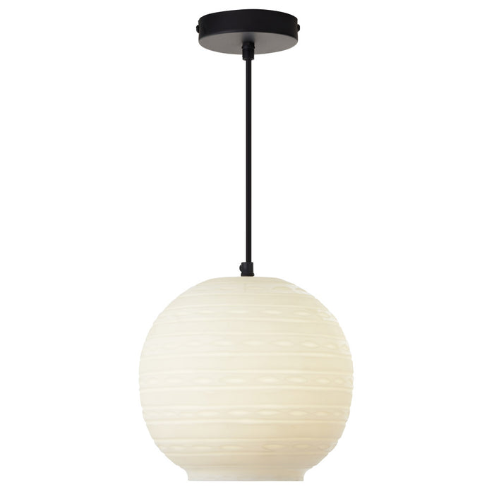 9.5" W Scarlett Modern White Blown Glass Globe Shade Pendant Light-On