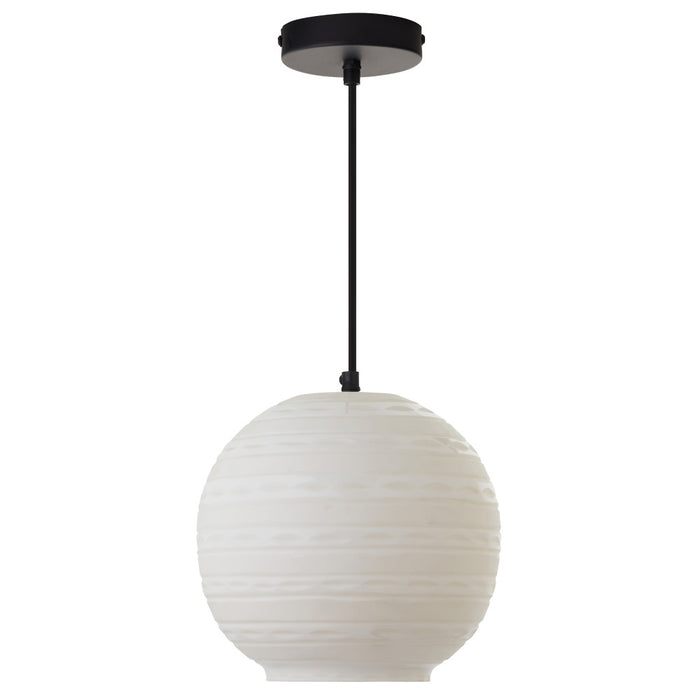 9.5" W Scarlett Modern White Blown Glass Globe Shade Pendant Light-Off