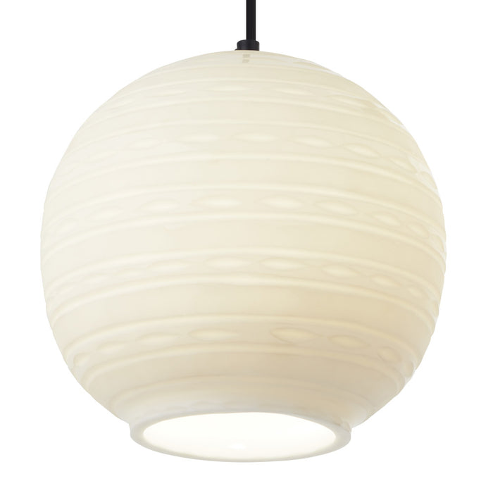 9.5" W Scarlett Modern White Blown Glass Globe Shade Pendant Light. Shade closeup-On