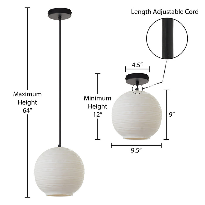 9.5" W Scarlett Modern White Blown Glass Globe Shade Pendant Light