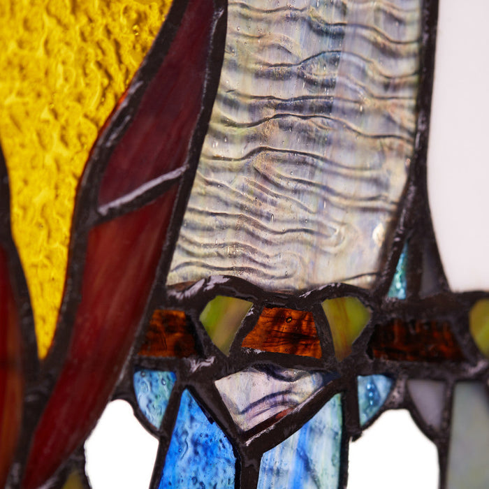 9.5"H Birds in Love Stained Glass Window Panel