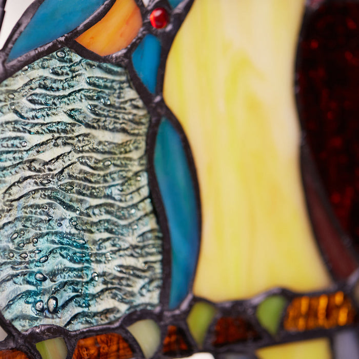 9.5"H Birds in Love Stained Glass Window Panel