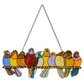 9.5"H Stained Glass Birds on a Wire Window Panel-Backlit