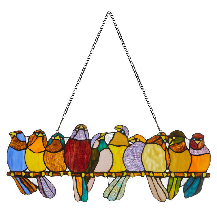 9.5"H Stained Glass Birds on a Wire Window Panel-Backlit