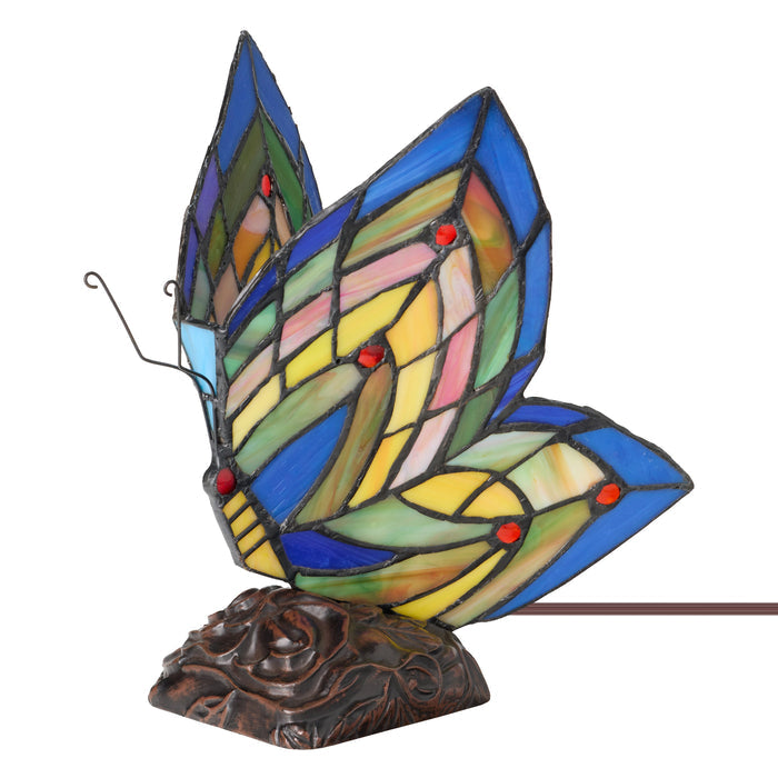 9.5"H Stained Glass Butterfly Wings Accent Lamp - Unlit
