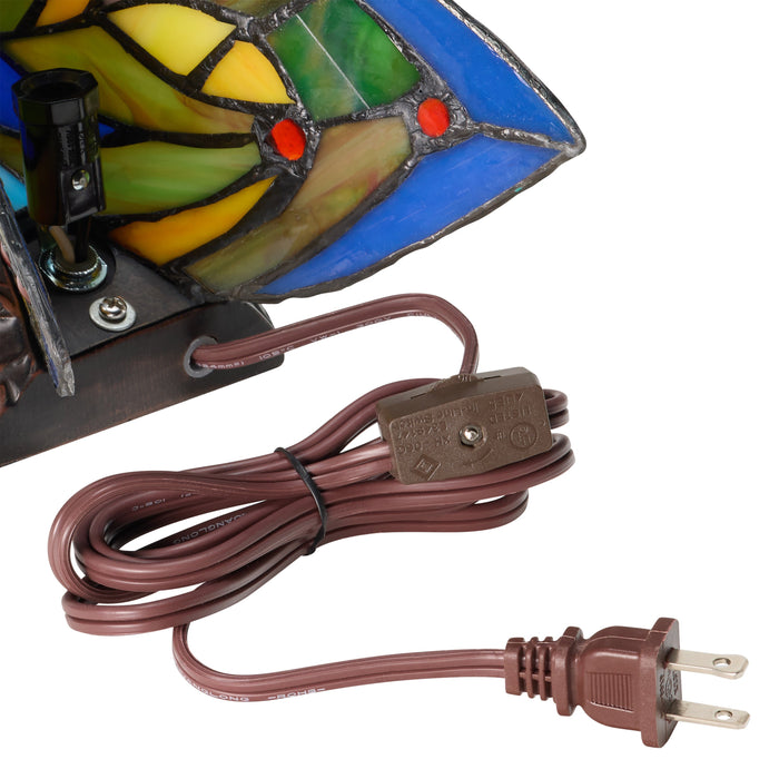 9.5"H Stained Glass Butterfly Wings Accent Lamp