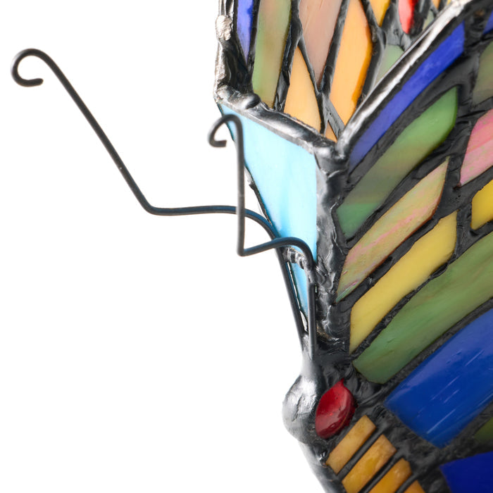 9.5"H Stained Glass Butterfly Wings Accent Lamp