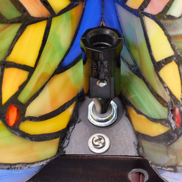 9.5"H Stained Glass Butterfly Wings Accent Lamp