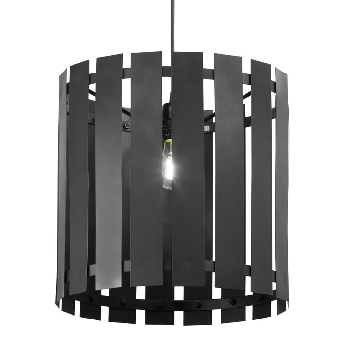 9.75" W 1-Light Westley Black Metal Pendant. Shade closeup-On