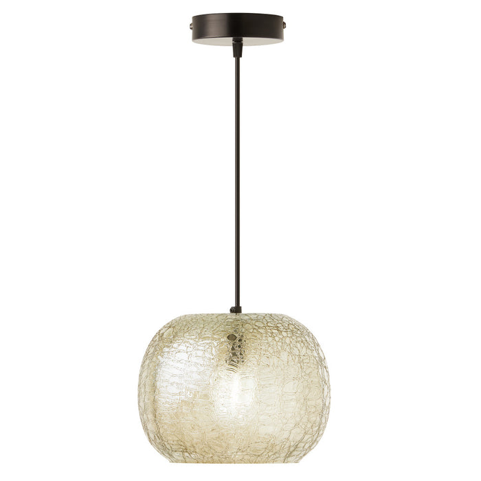 9.75" W Linda Glam Style Black and Subtle Green Luster Hand Blown Glass Shade Hanging Pendant Light-On