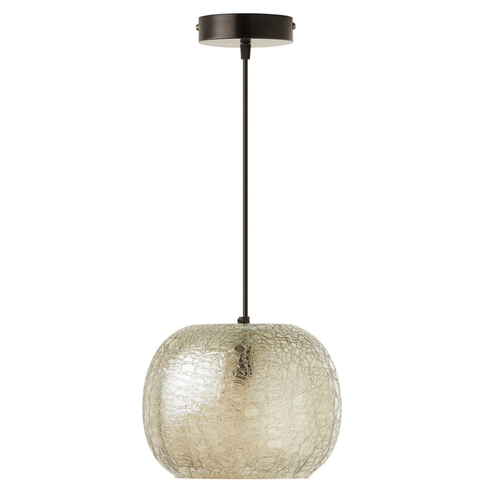 9.75" W Linda Glam Style Black and Subtle Green Luster Hand Blown Glass Shade Hanging Pendant Light-Off