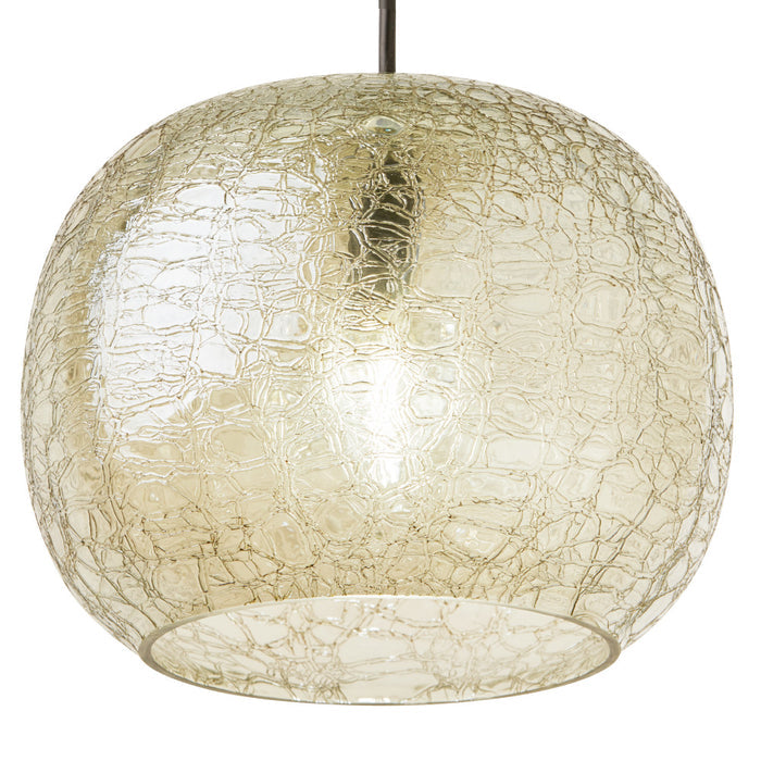 9.75" W Linda Glam Style Black and Subtle Green Luster Hand Blown Glass Shade Hanging Pendant Light. Shade closeup-On